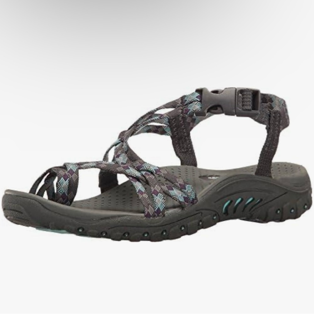 Skechers Women's Reggae Trail Grazer Strappy Sandals - Black and Blue Sz 10